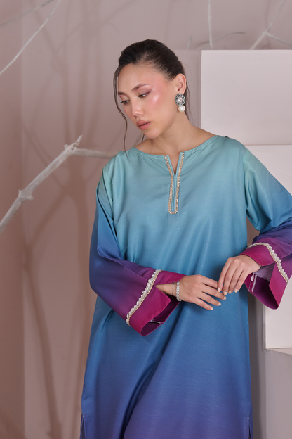 Silk 3Piece Printed Kaftan Set HF-402