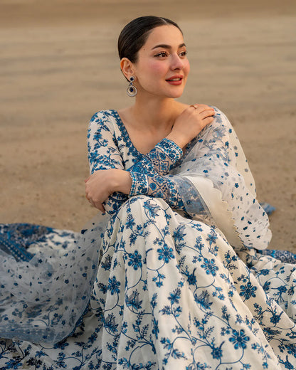 Faiza saqlain summer collection hit Code e on Fine Quality Lawn with Chiffon Emb Dopatta