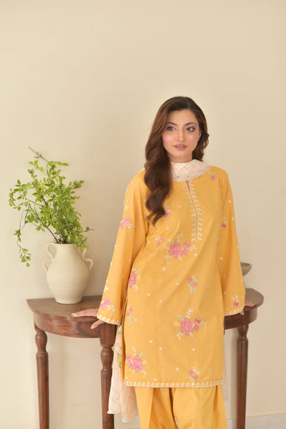 Lawn Embroidered Stitched 3Piece D-006