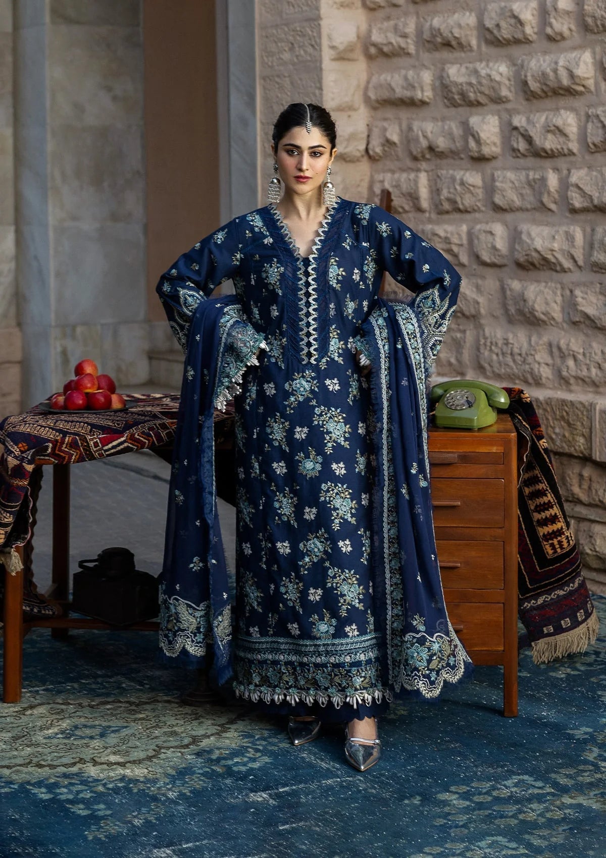 KAHF | AZURE BLUE | UNSTITCHED LAWN 3PC