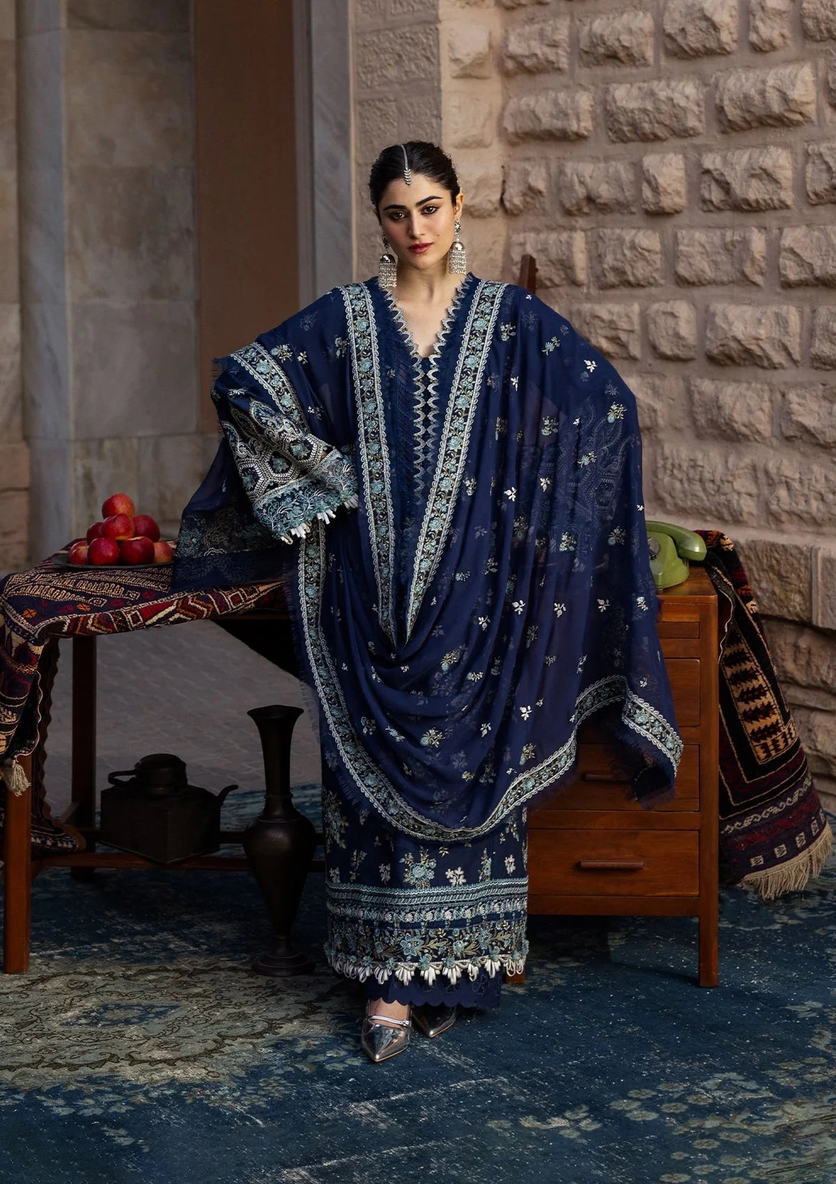 KAHF | AZURE BLUE | UNSTITCHED LAWN 3PC