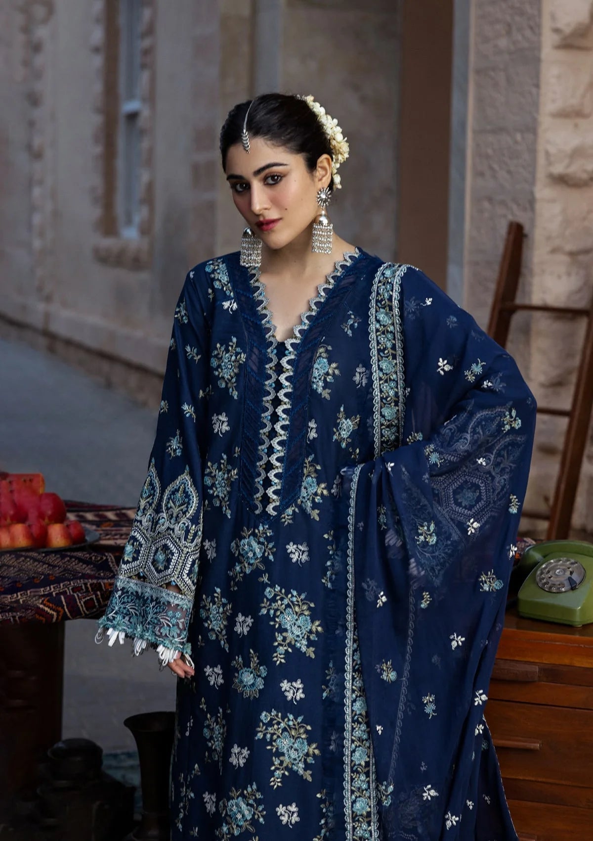 KAHF | AZURE BLUE | UNSTITCHED LAWN 3PC