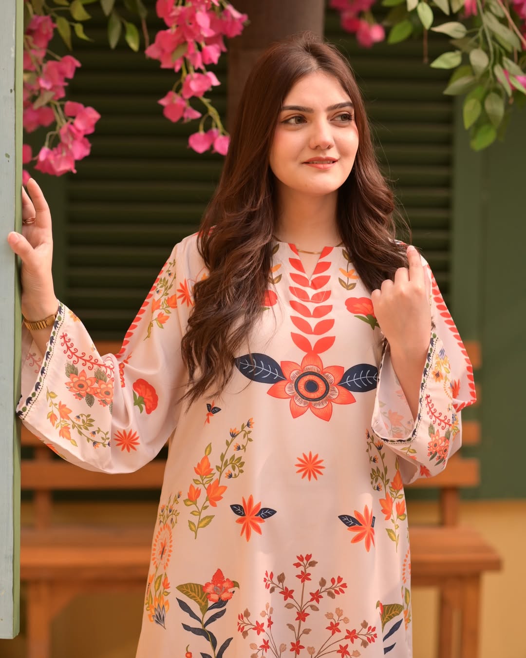 2Piece Printed Kaftan Stitched HF - 412