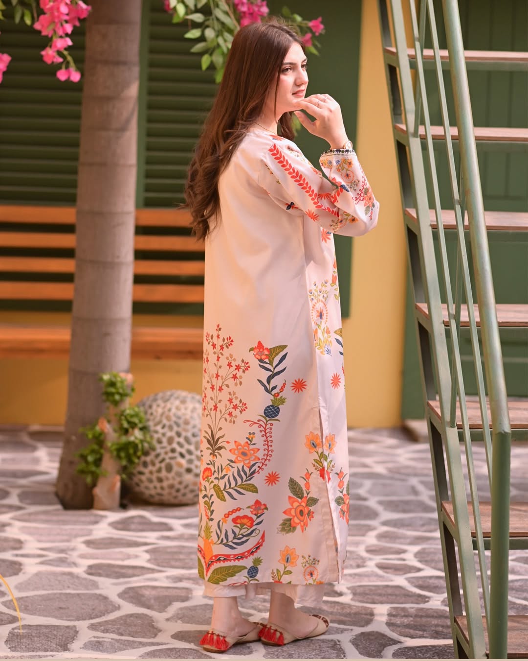 2Piece Printed Kaftan Stitched HF - 412
