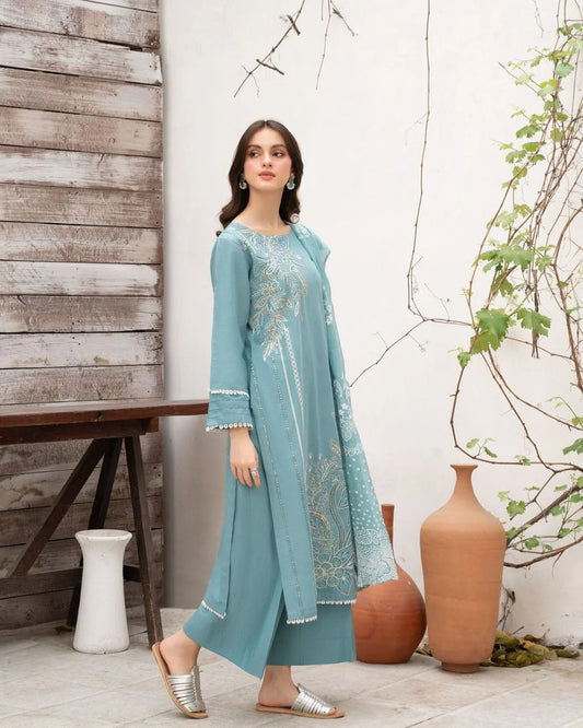 Lawn Embroidered Stitched 3Piece D-016