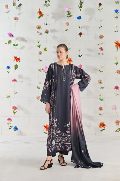 Lawn Orchid Printed Stitched 3Piece D-001