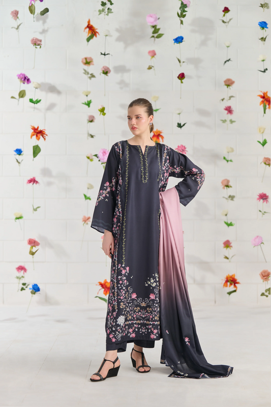 Lawn Orchid Printed Stitched 3Piece D-001